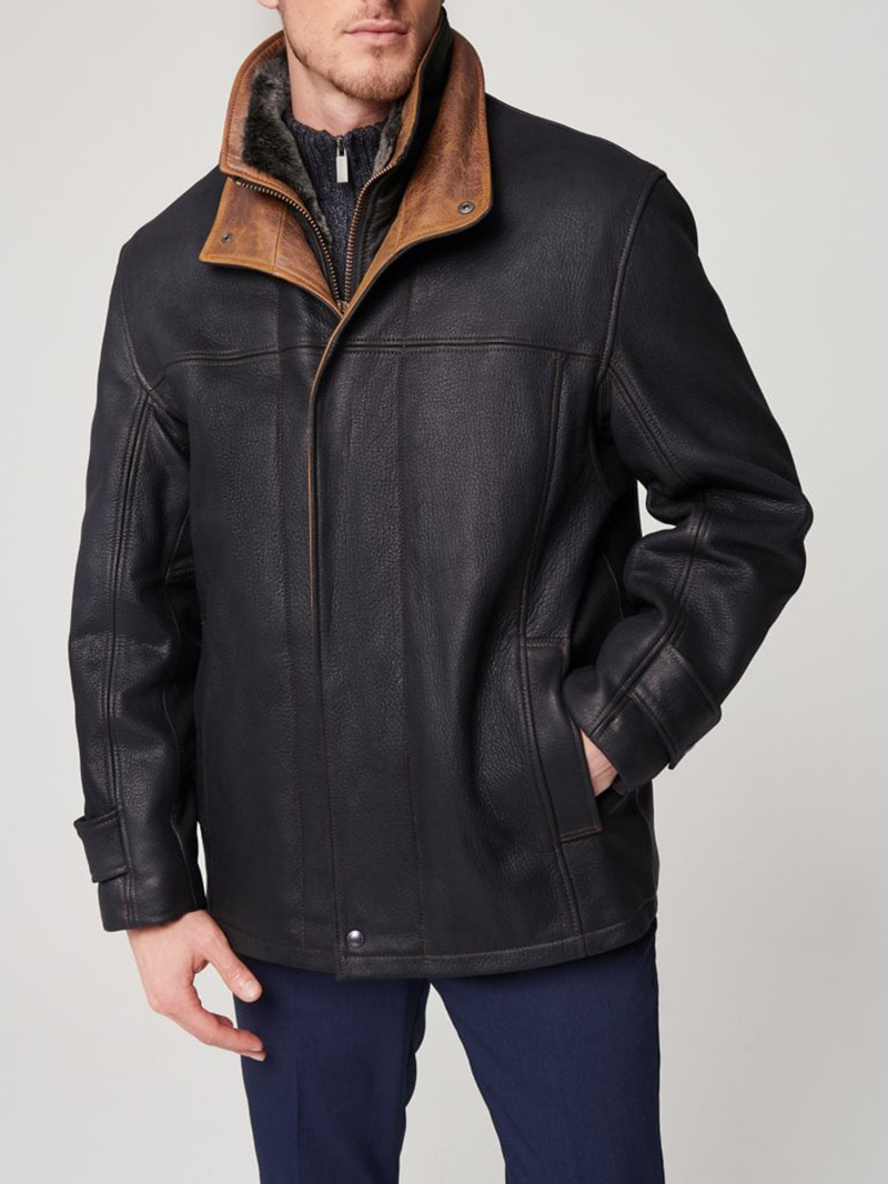 Leather Coat with Shearling Lining