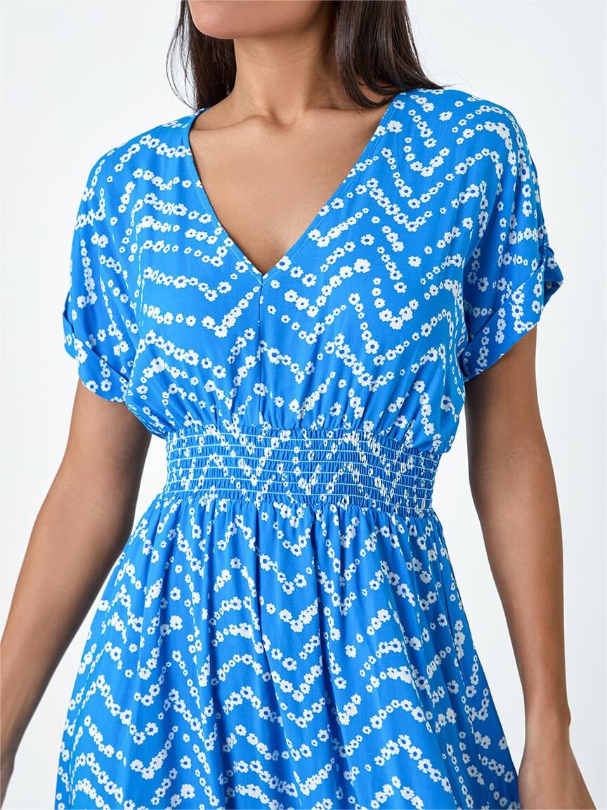 Blue Casual Printed Dress