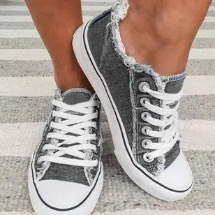 Women's Sneakers Star Striped Lace-up Canvas Sneakers