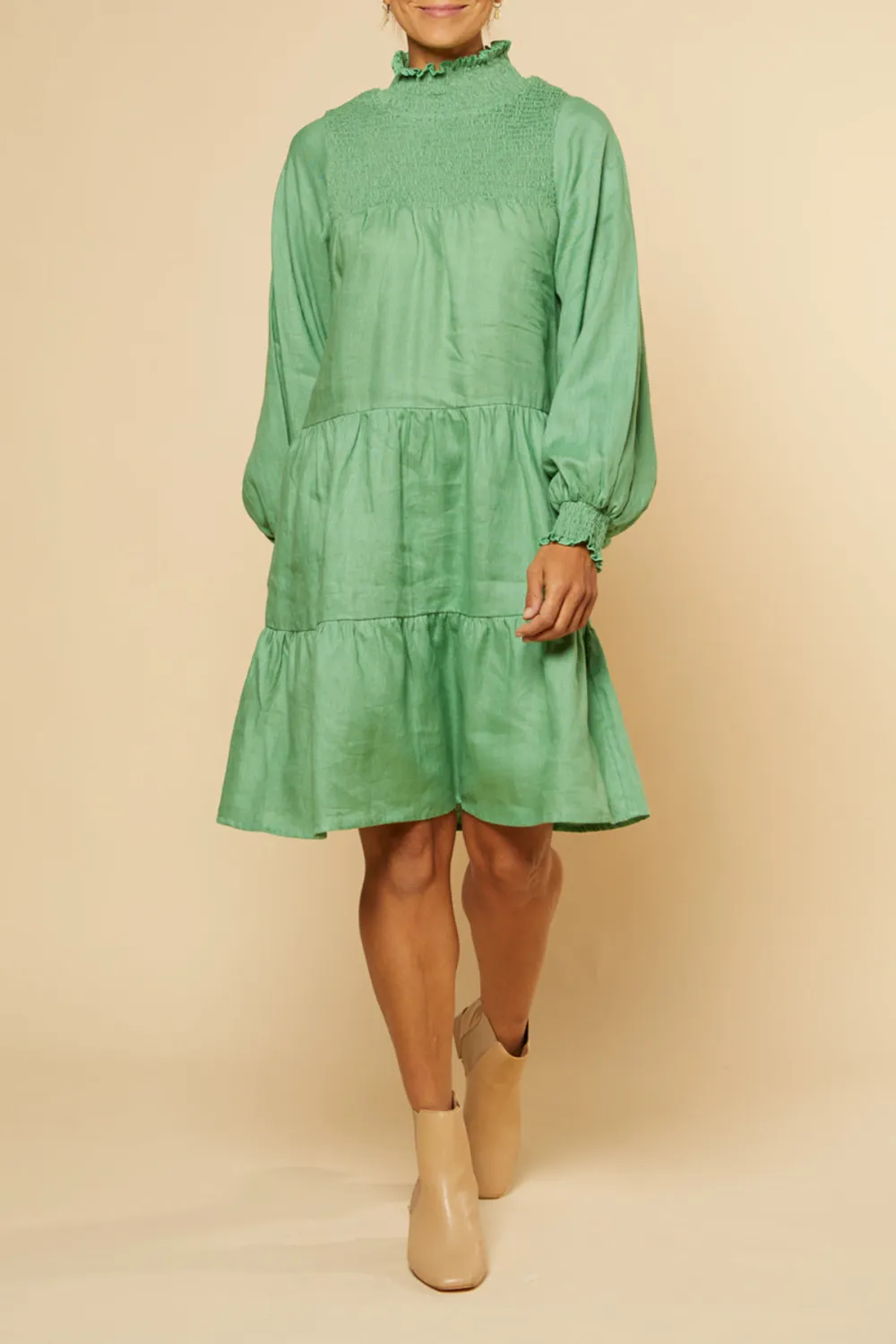 Lakey Long Sleeve Dress in Jadesheen