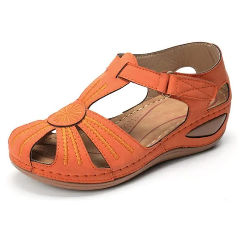 Summer new leather Baotou hook and loop women sandals