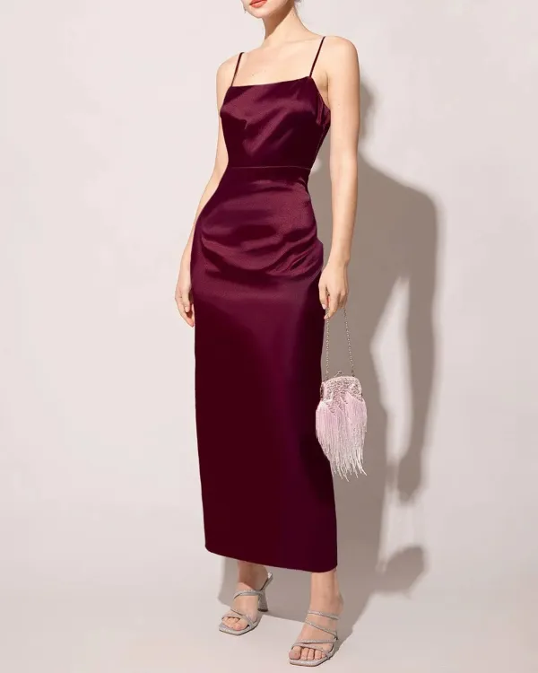 Burgundy suspender dress