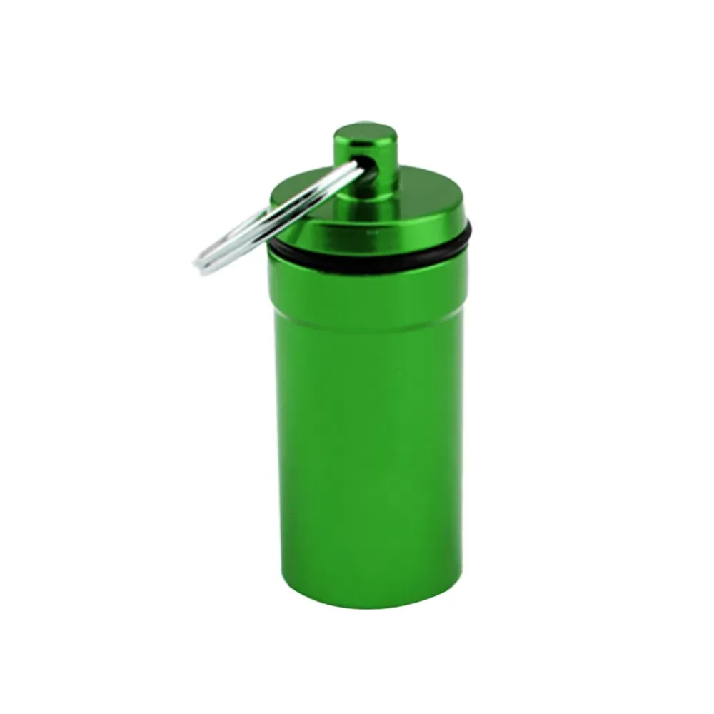 Waterproof Aluminum Pill Box Medicine Container Case Capsule Holder First Aid Gallipot with Key Ring Chain travel kits