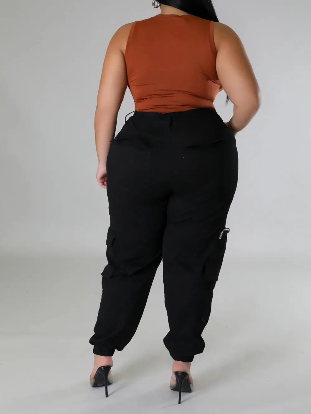 Plus-Size Fashion Women'S Solid Color Zipper Pants