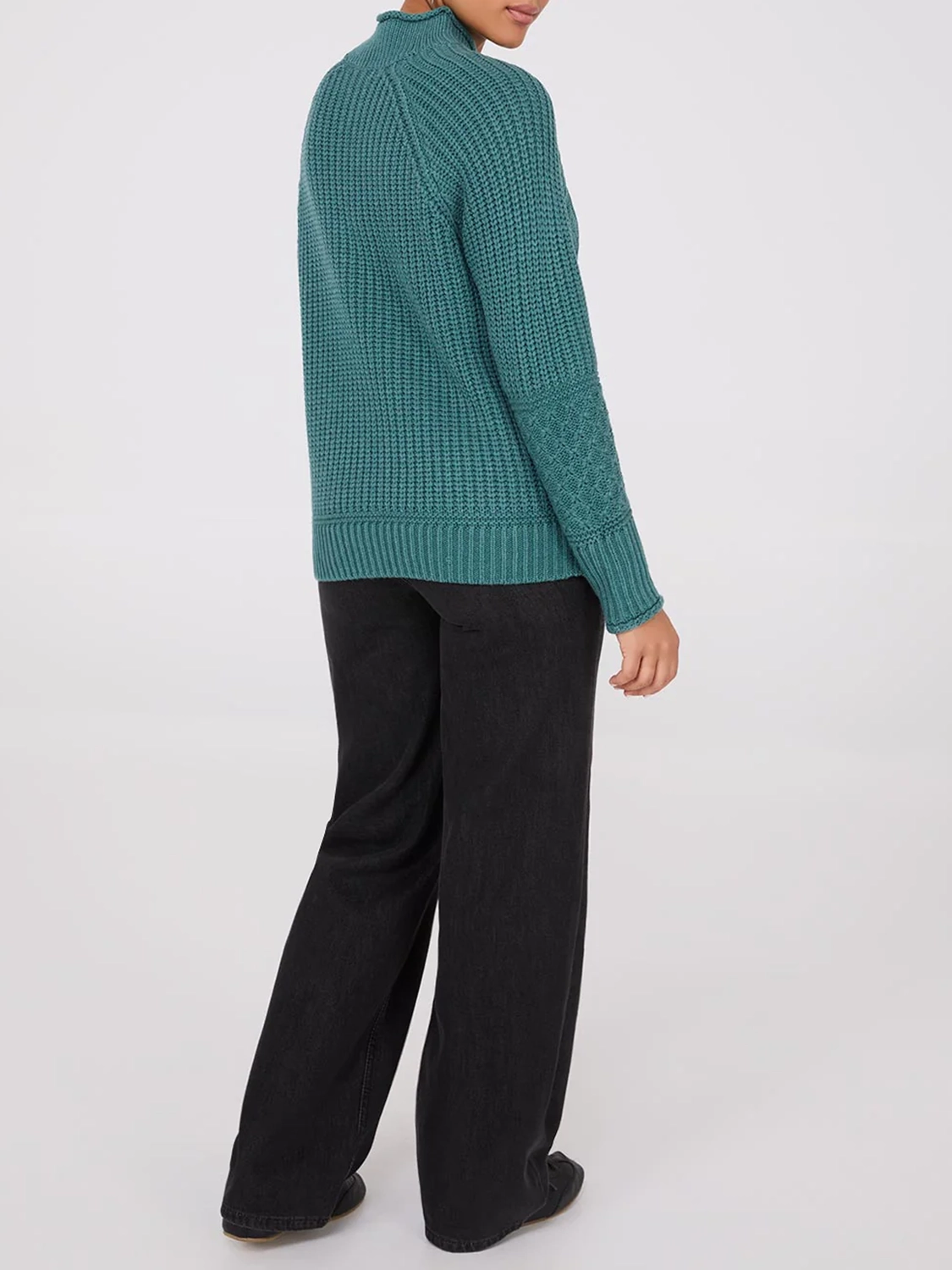 Multi Cable Knit Mock Neck Sweater