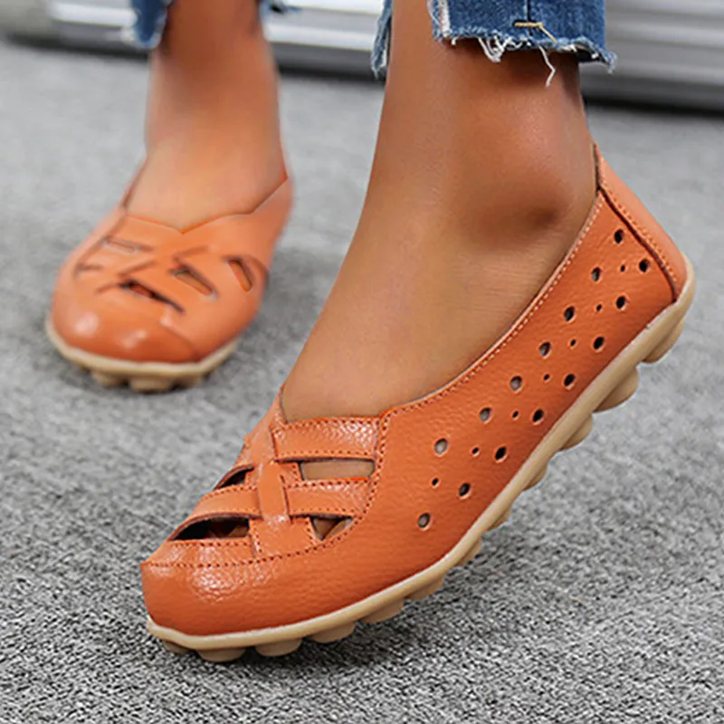 Cilool Summer Flat-bottomed Sandals Hollow Shoes