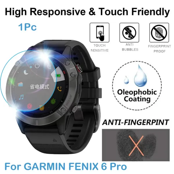 1 Pack Ultra Clear Tempered Premiun Screen Protector Film Explosion-Proof Protective Glass for GAMIN FENIX 6 Pro