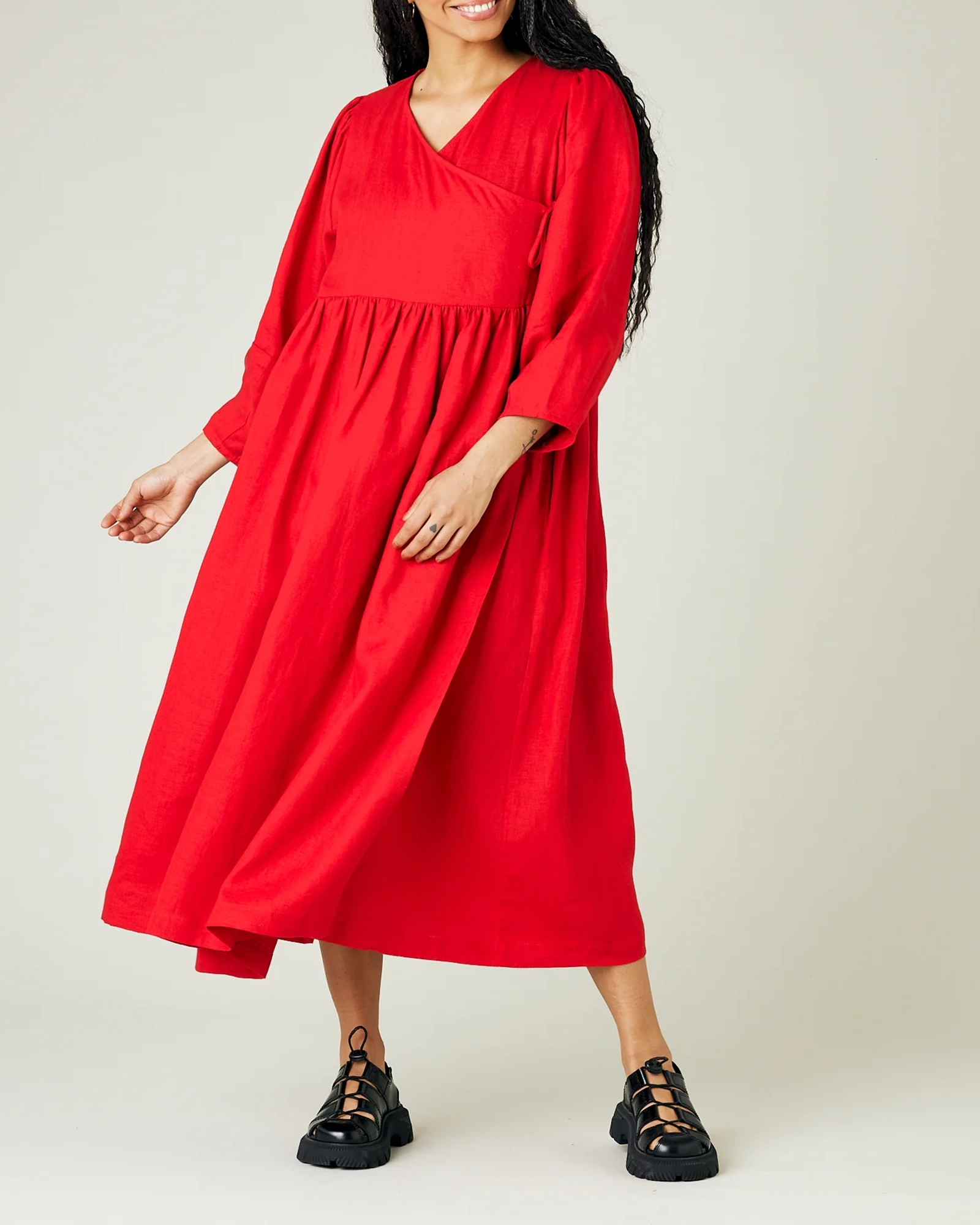 RED LINEN DRESS