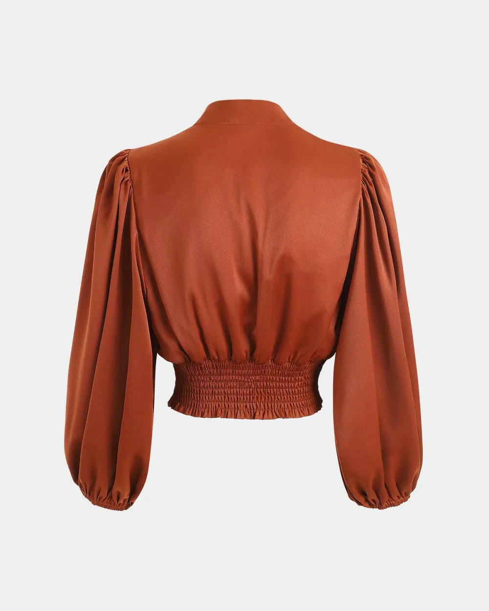 The Balloon Sleeves Satin Crop Blouse