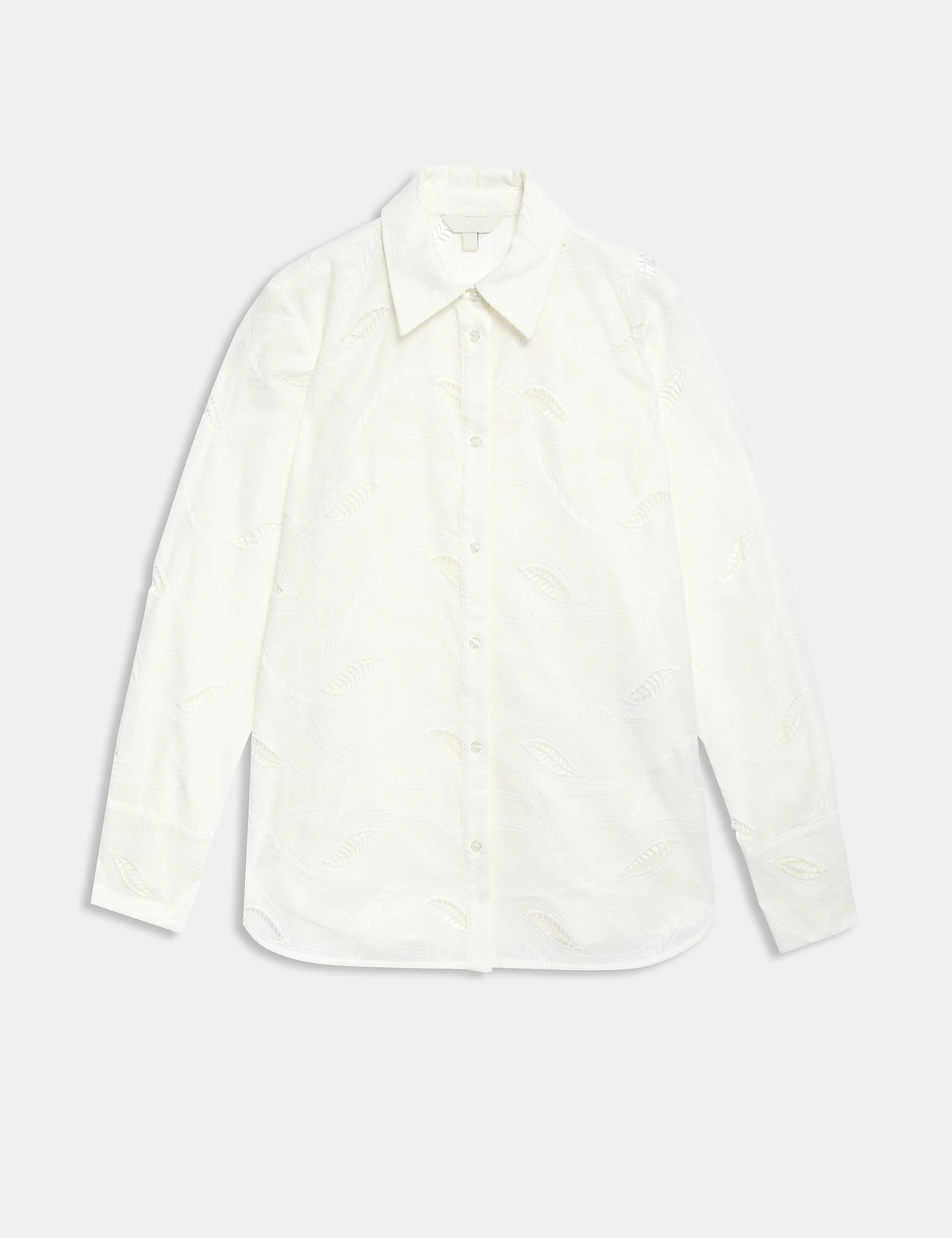 Pure Cotton Broderie Collared Shirt