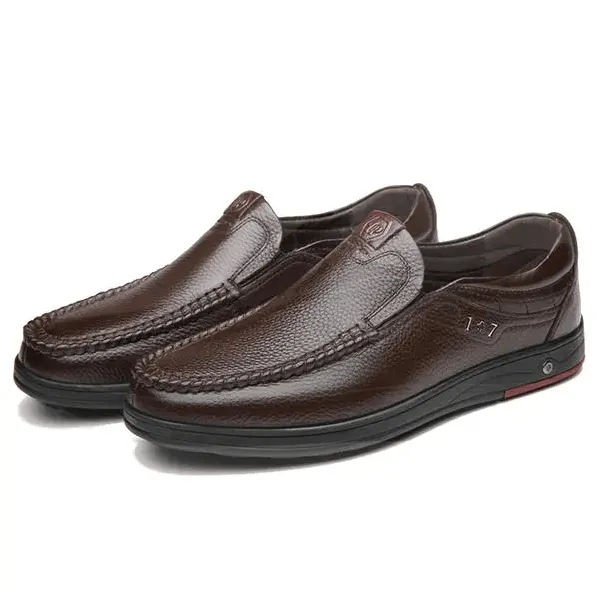 Mens Leather Soft Insole Casual Business Slip On Loafers