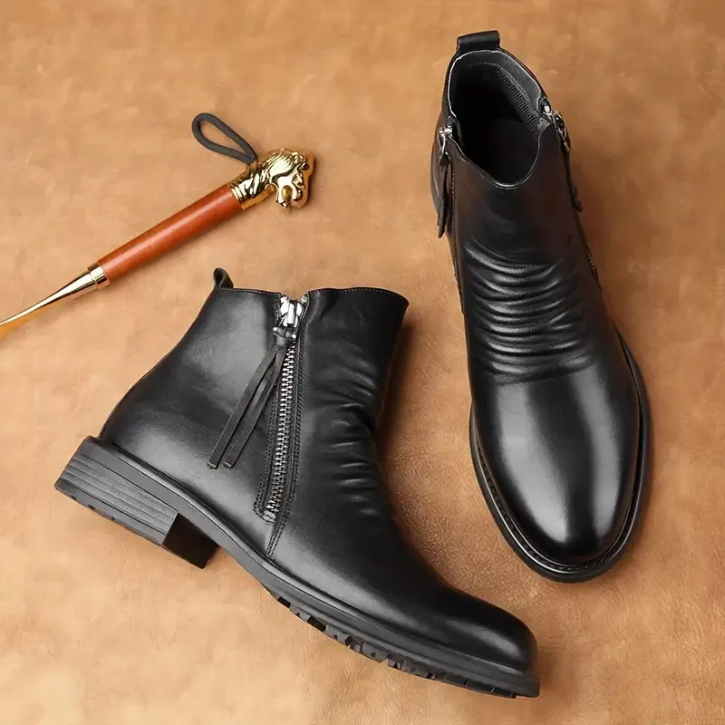 Italian Hand-Embossed Genuine Leather Chelsea Boots