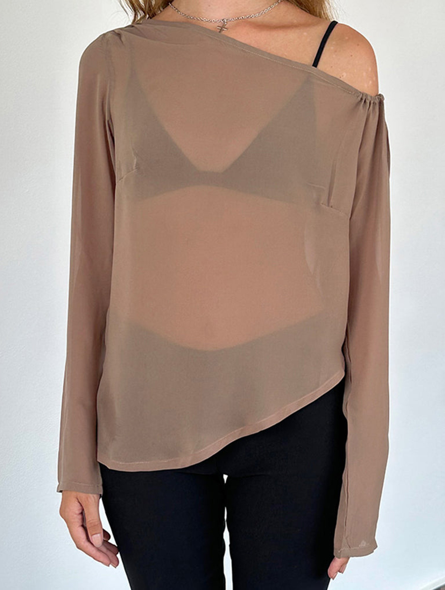 Riot Top In Chiffon Light Brown