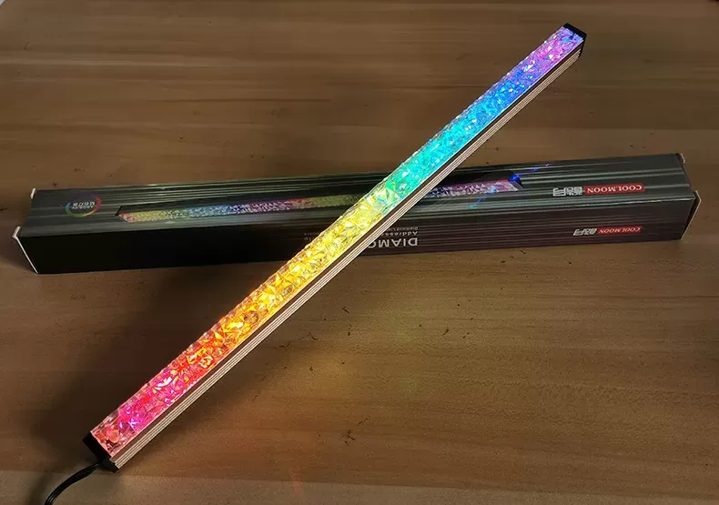 28CM Diamond Lens RGB LED Light Bar Desktop PC Computer Case Decorative Light,Small 4Pin + 5V ARGB interface male and female 280MM