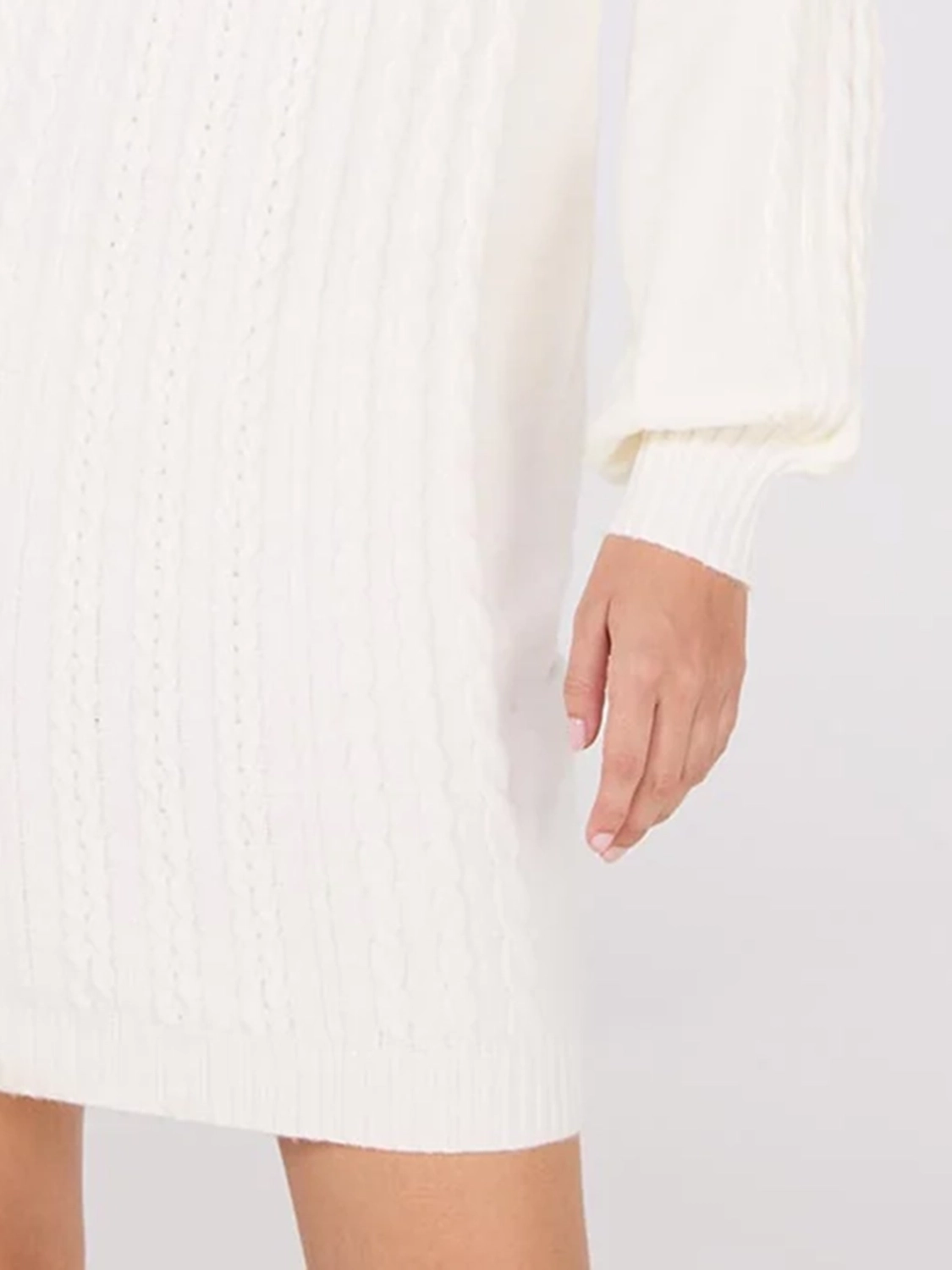 Cable Knit Mock Neck Sweater Dress