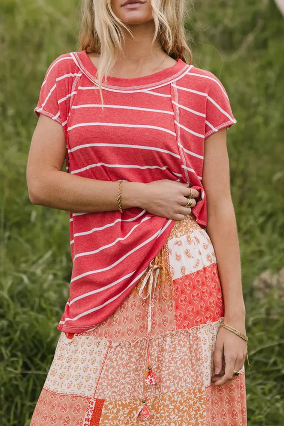 THERESA STRIPED TOP IN RED