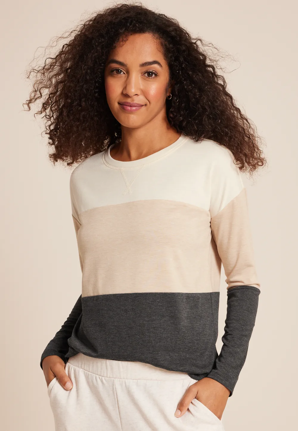 24/7 Clara Colorblock Long Sleeve Tee