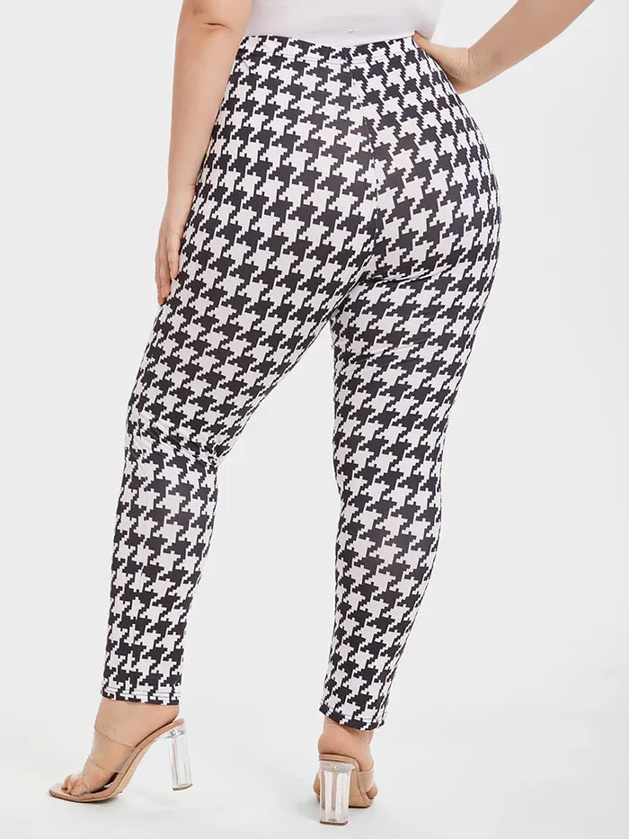 Houndstooth Print Skinny Pants