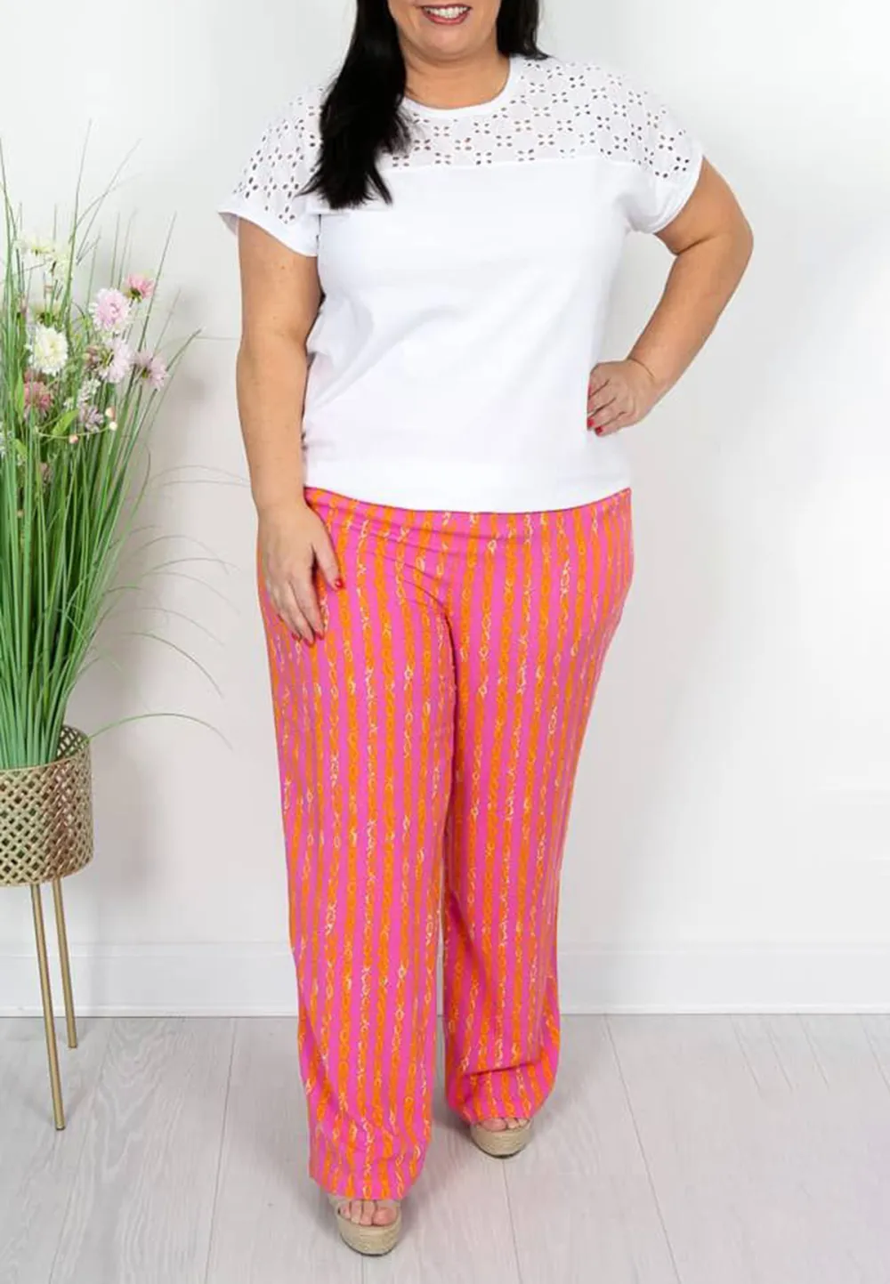 Pink and Orange Printed Trousers