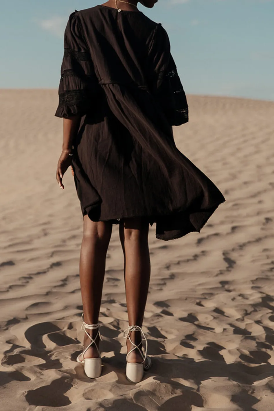 SERENDIPITY EMBROIDERED DRESS IN BLACK