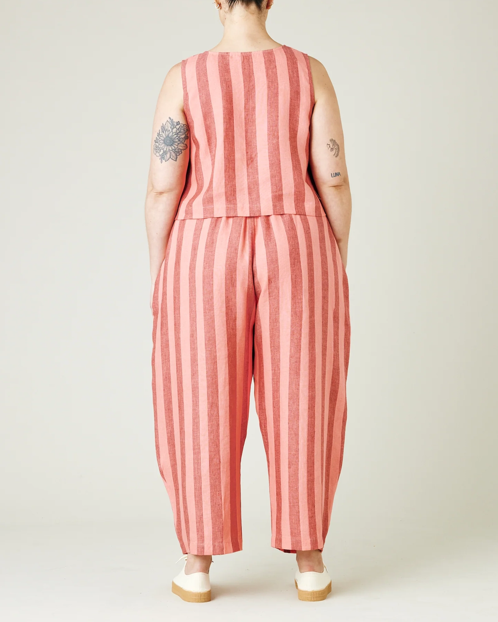 BLUSH STRIPE LINEN TROUSERS