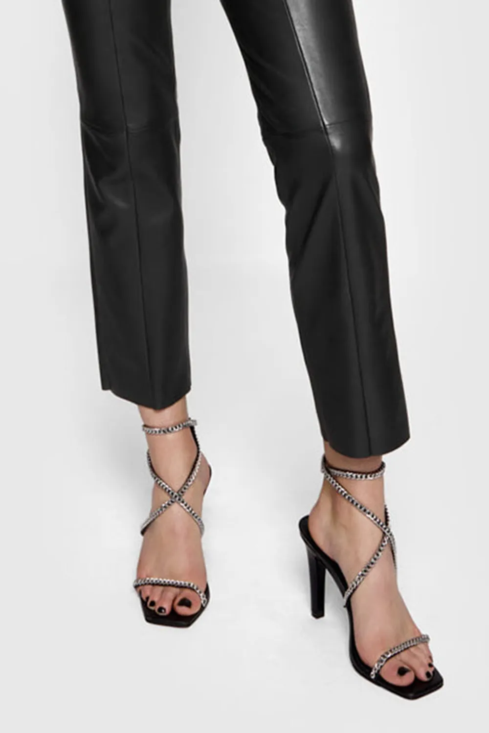 Casual Style Black Leather Pant