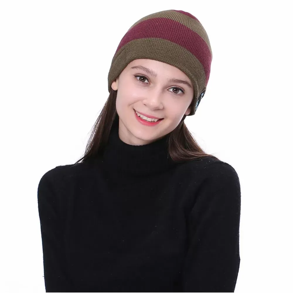 Wireless Blueooth 5.0 Headset Knitting Winter Hat Women Sports Music Cap