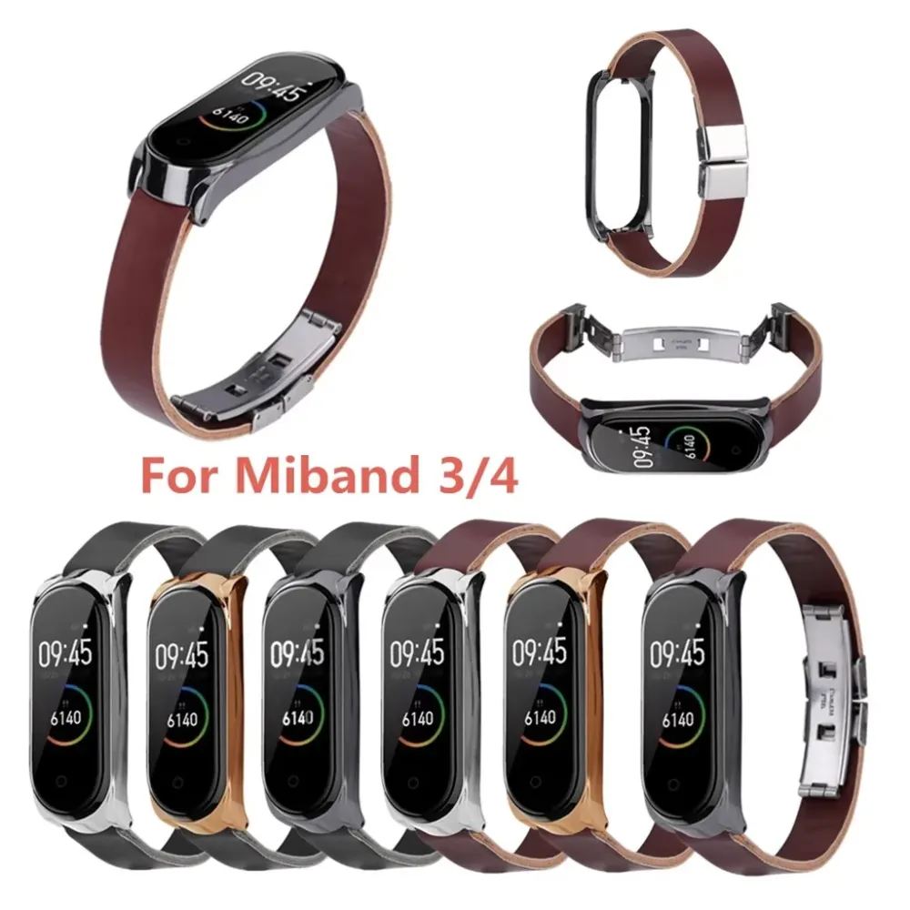 Sports Bracelet Fashion band Accessories For Xiaomi Mi Band 4 Business Lightweight Leather Smart Wrist Watch Band Strap