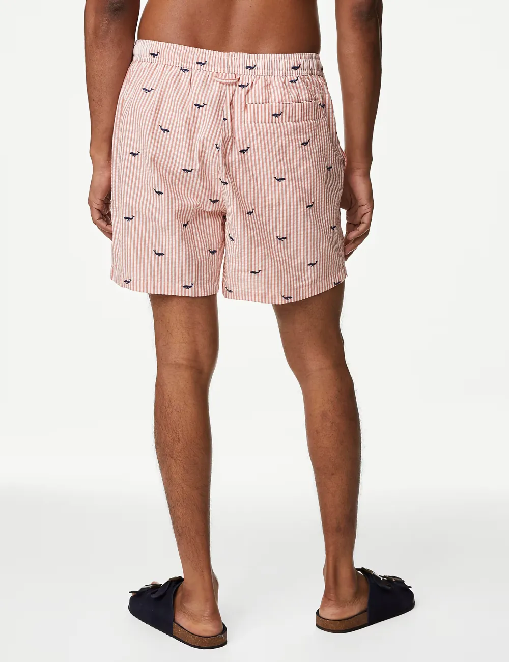 Summer pink vertical striped shorts