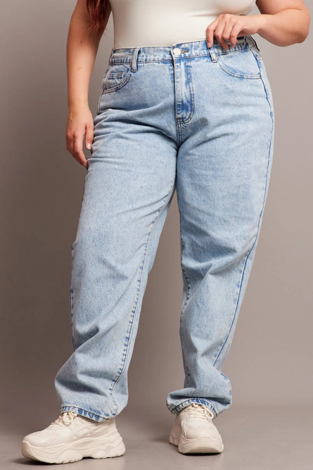 Denim Mom Jeans High Rise Acid Wash