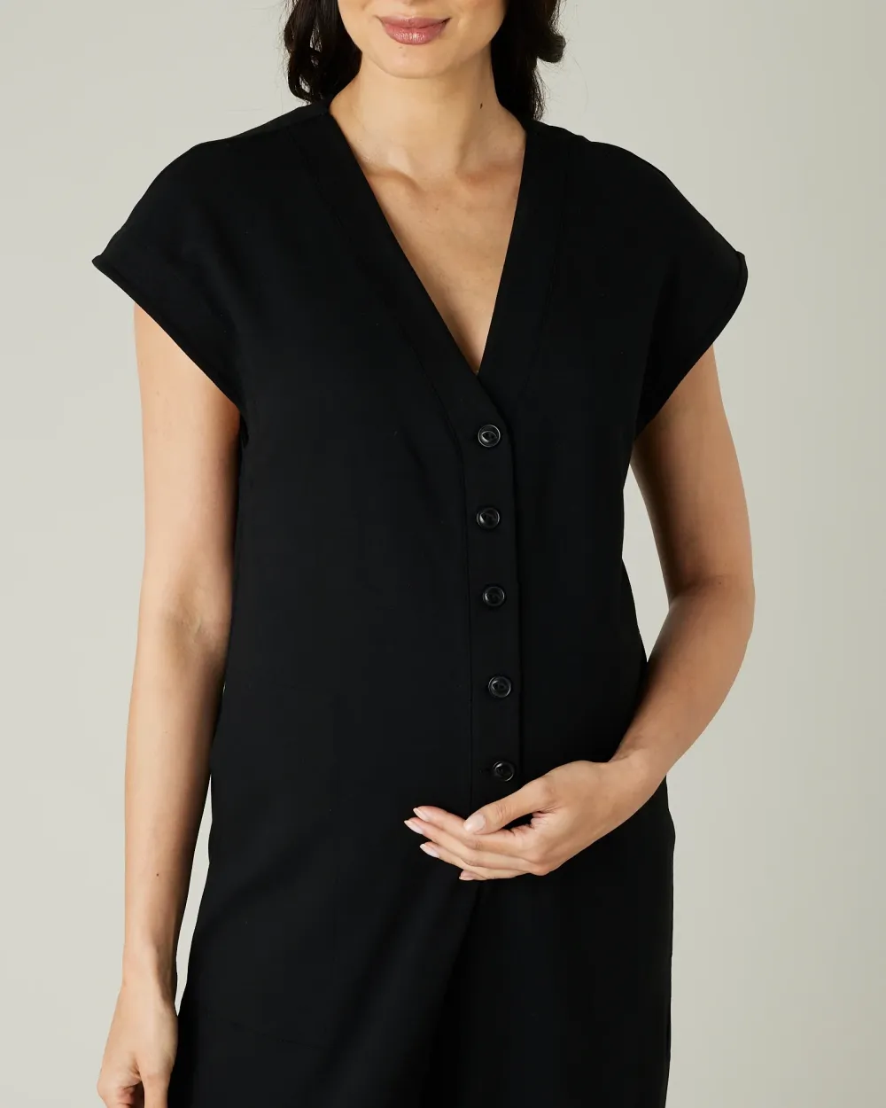 BLACK COTTON JERSEY JUMPSUIT