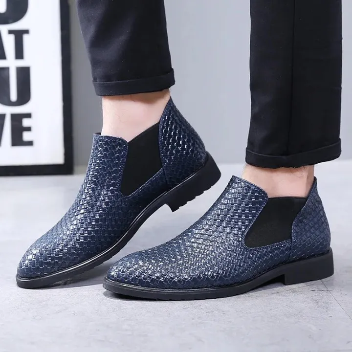 Men's Wide-Toe Comfortable Lightweight Breathable Crocodile Pattern Leather Shoes