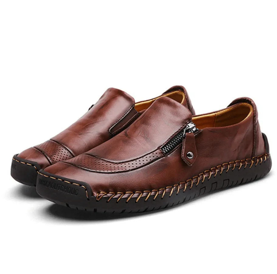 🔥Last Day Promotion 70% OFF 🎁 Mens Side Zipper Casual Comfy Leather Slip On Loafers, Comfy Orthopedic Walking Shoes