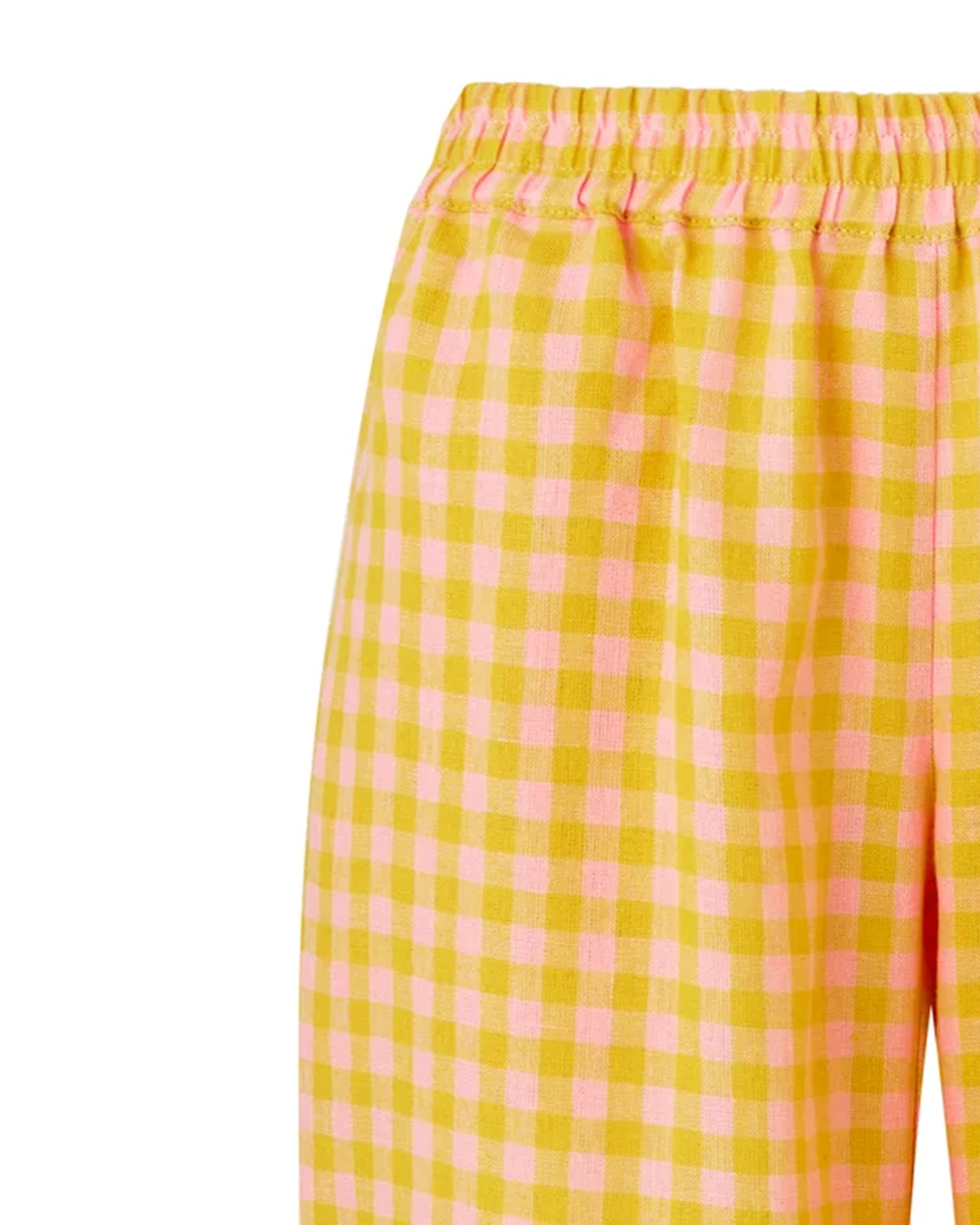 PINK & YELLOW CHECK LINEN TROUSERS