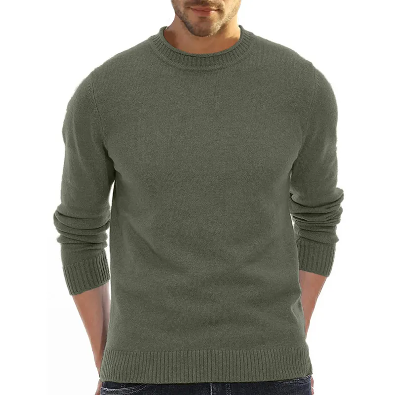 Men's Long Sleeve Crew Neck Sweater Soft Casual Sweater Men's Classic Sweater