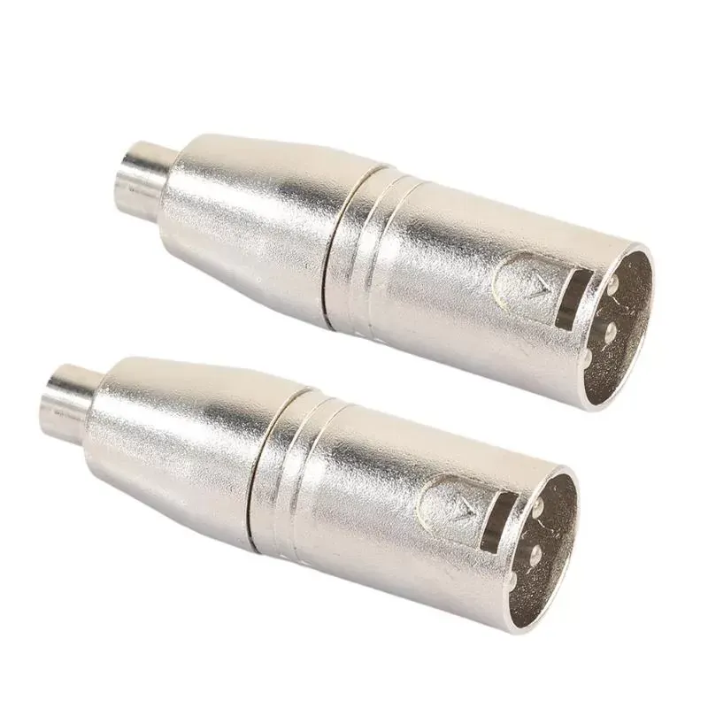 2pcs Metal XLR 3 Pin Male to RCA Female Audio Jack Adapter Plug Connector