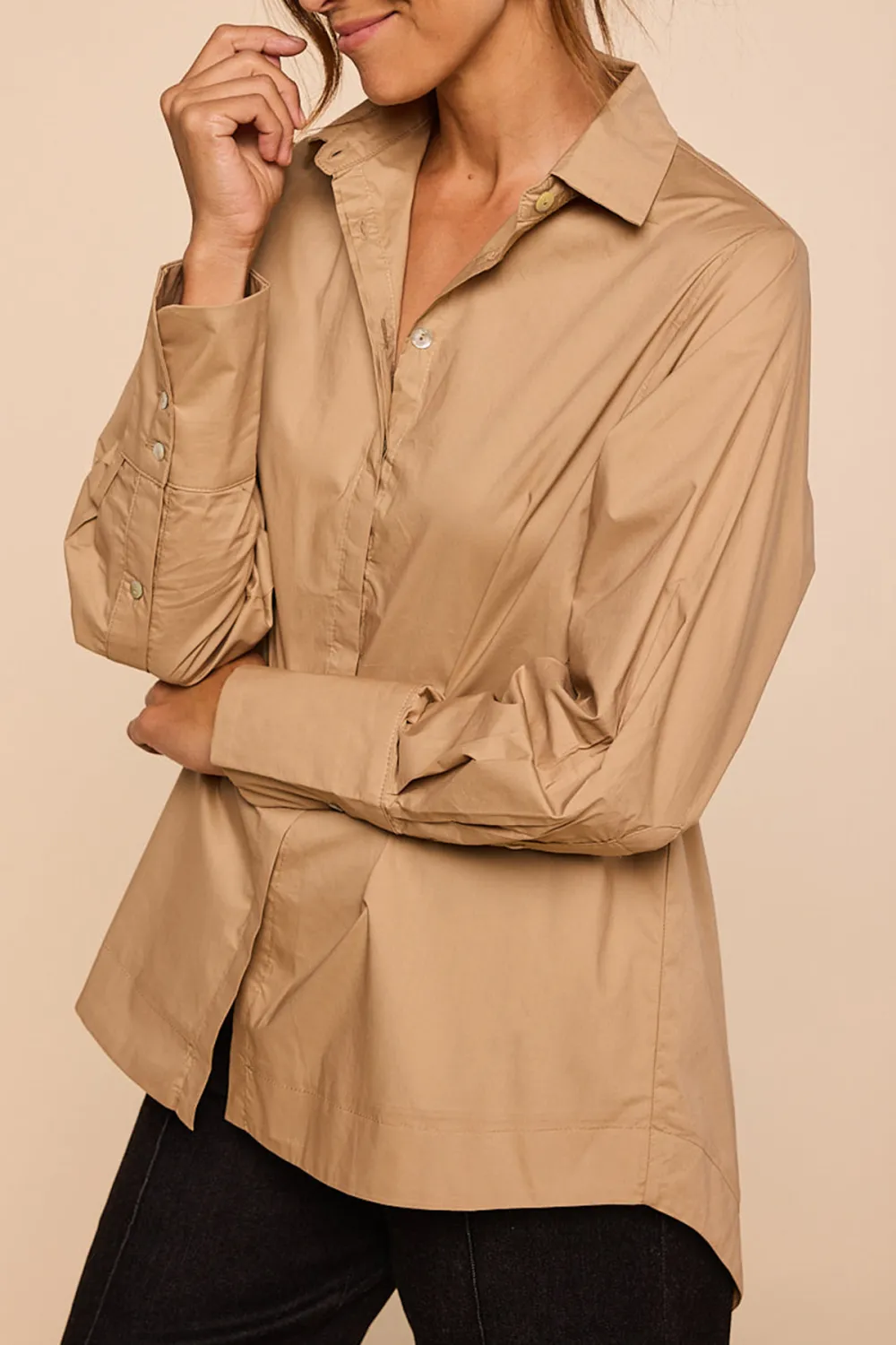 Oversized Boyfriend Shirt In Camel