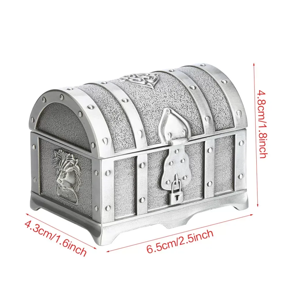 Small Zinc Alloy Antique Vintable Pirate Treasure Chest Jewelry Box Retro Trinket Ring Earring Necklace Storage Holder Case