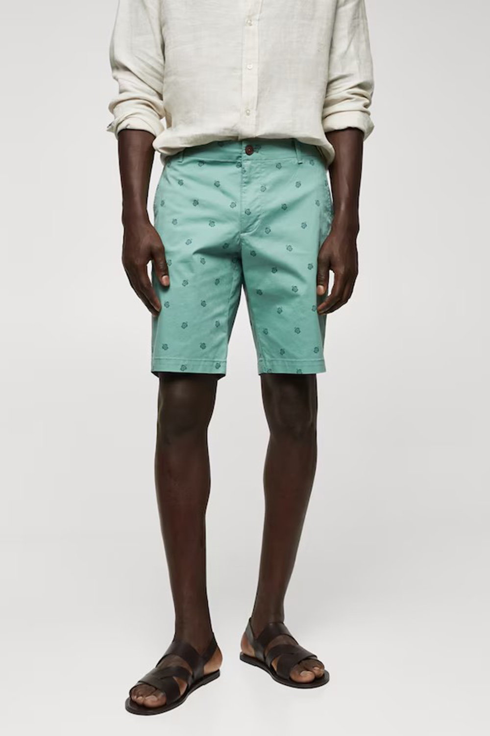 Slim-fit cotton micro-print bermuda shorts