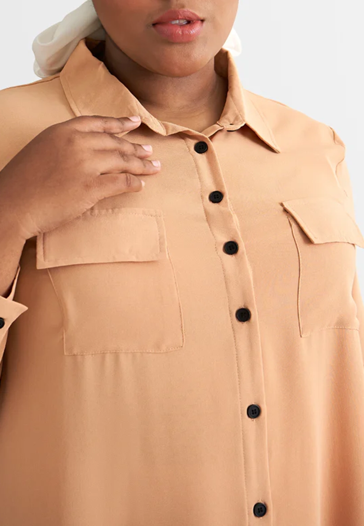 Long Trench Style Button Dress Shirt