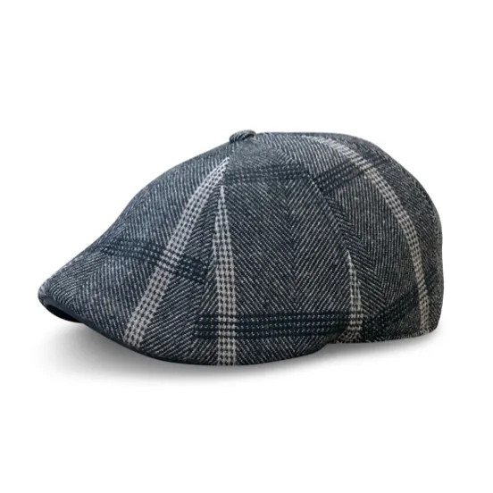 The Black Rose Peaky Cap - Black & Grey Plaid