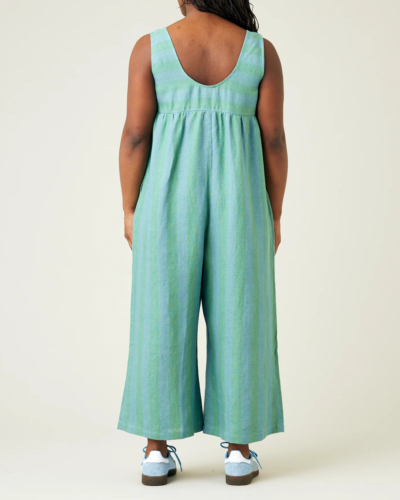 OCEAN STRIPE LINEN JUMPSUIT