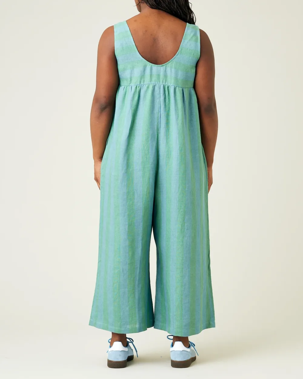 OCEAN STRIPE LINEN JUMPSUIT