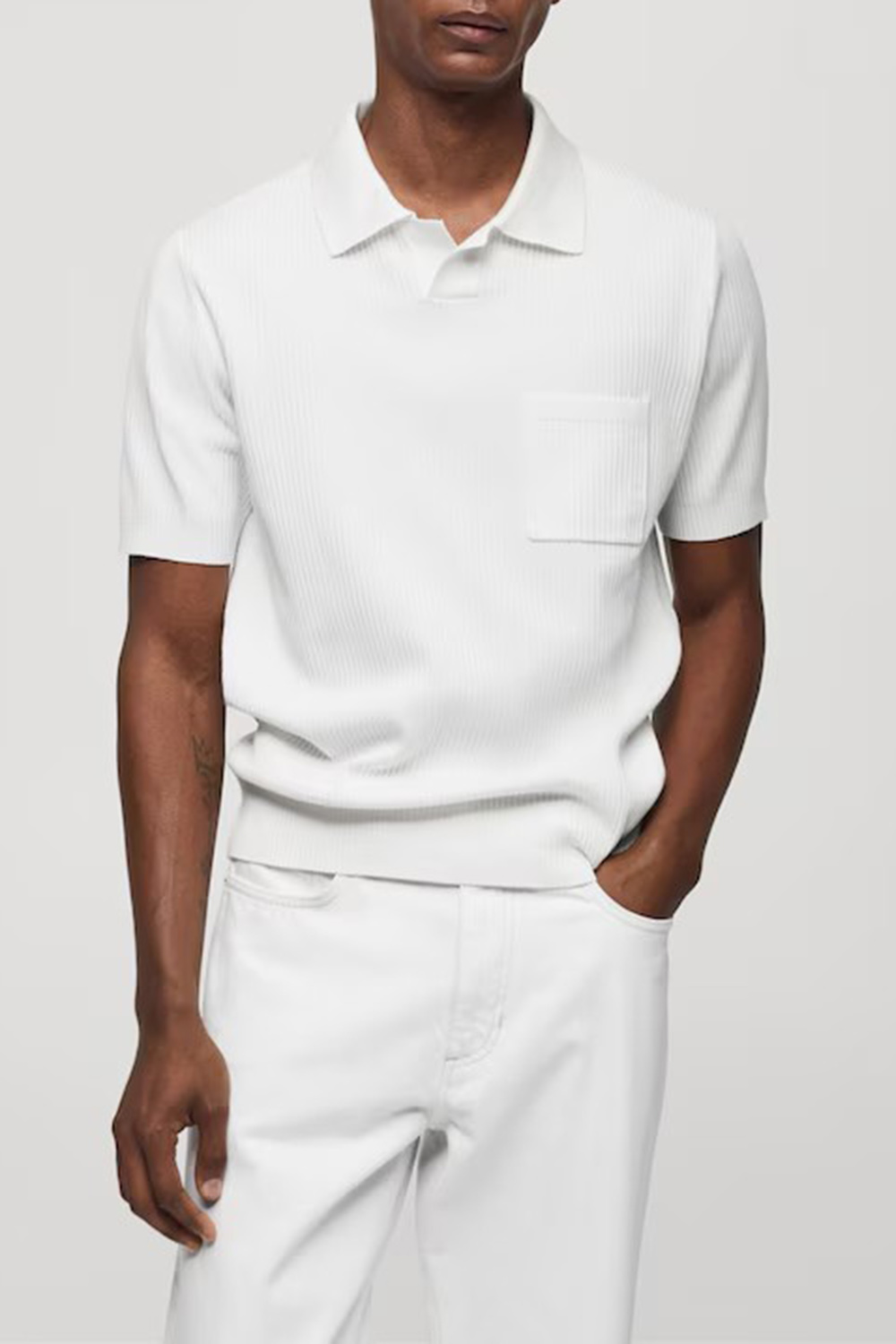 Short-sleeved ribbed polo shirt