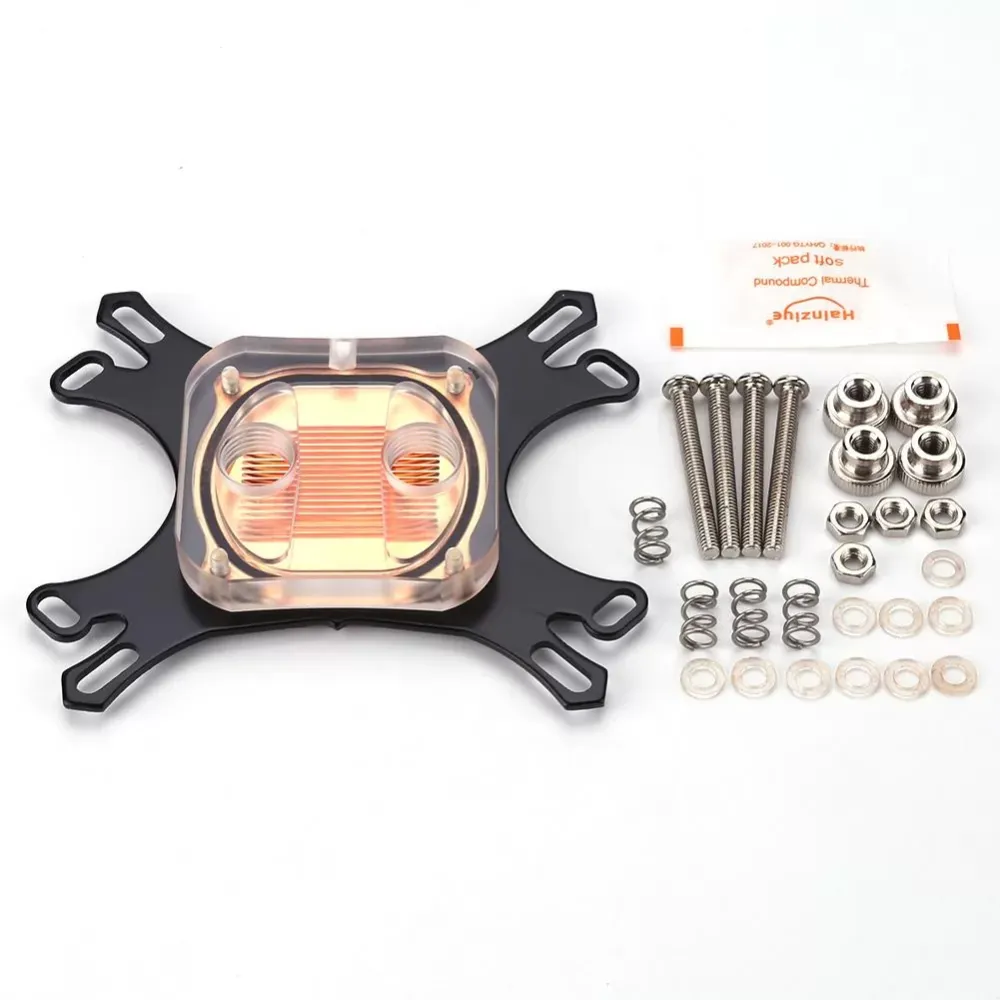 Transparent CPU Water Block Waterblock Copper Base CPU Water Cooler Computer PC Cooling Radiator for Intel for AMD with Screws