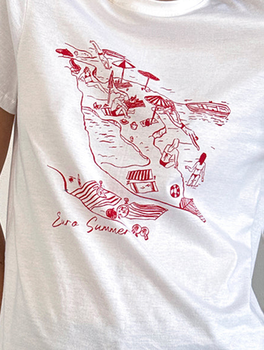 Royal Red Euro Summer White Saki Tee