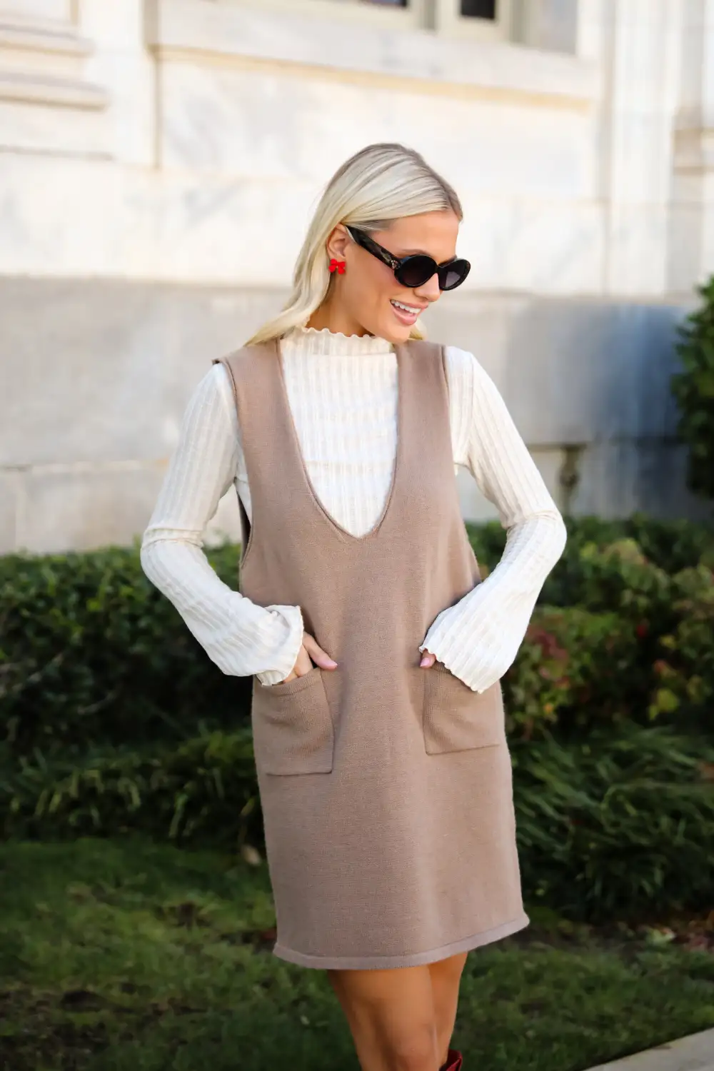 Perfect Outcome Mocha Mini Sweater Dress - DOORBUSTER