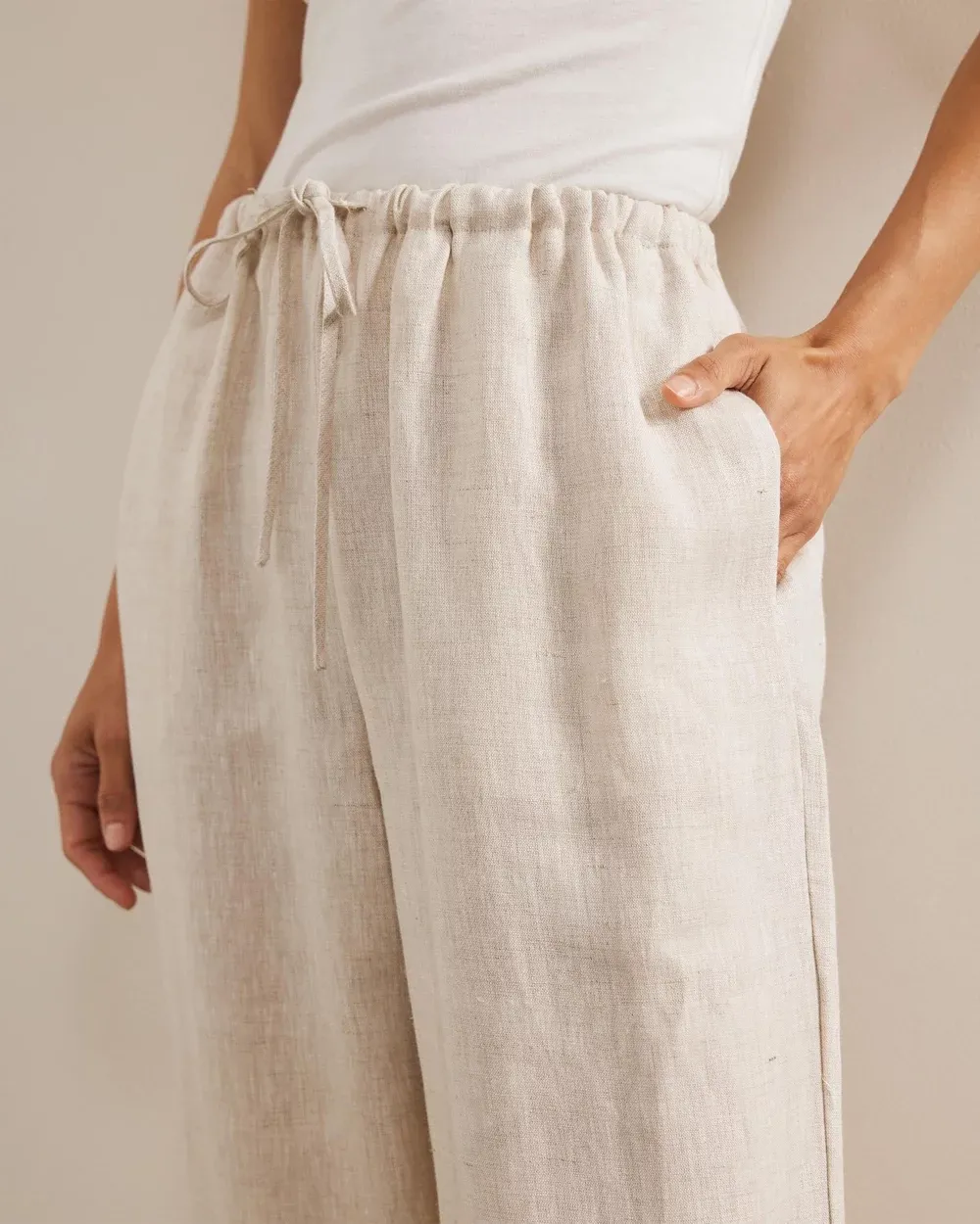 Drawstring Waist Relaxed Linen Pants