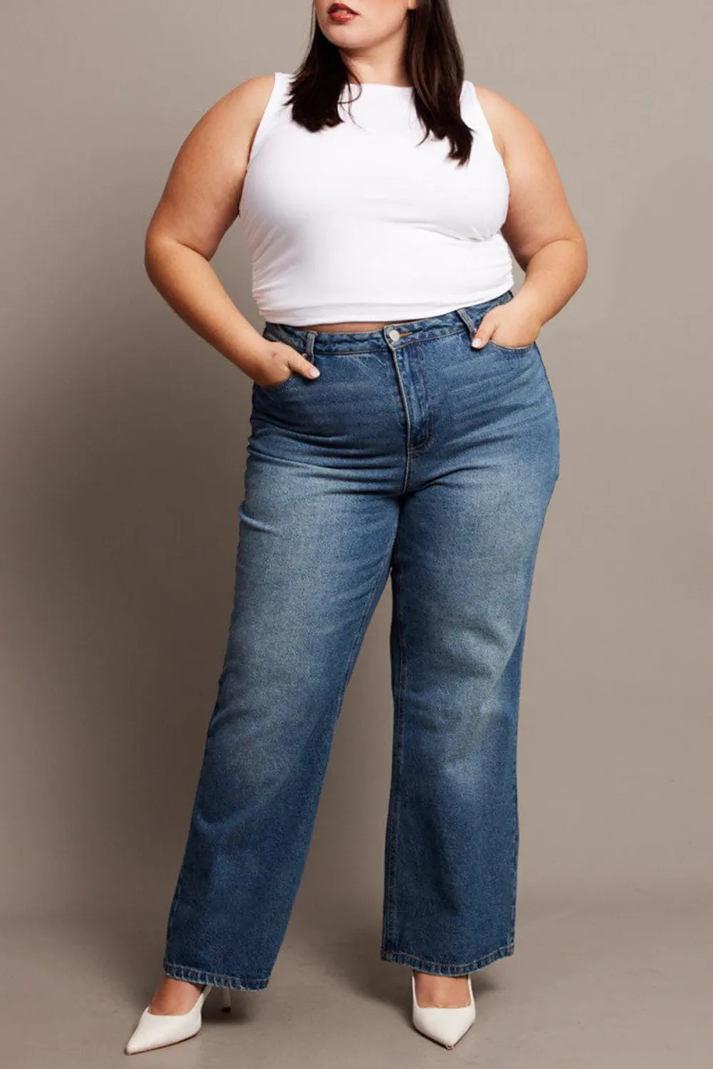 Denim Wide Leg Jeans High Rise