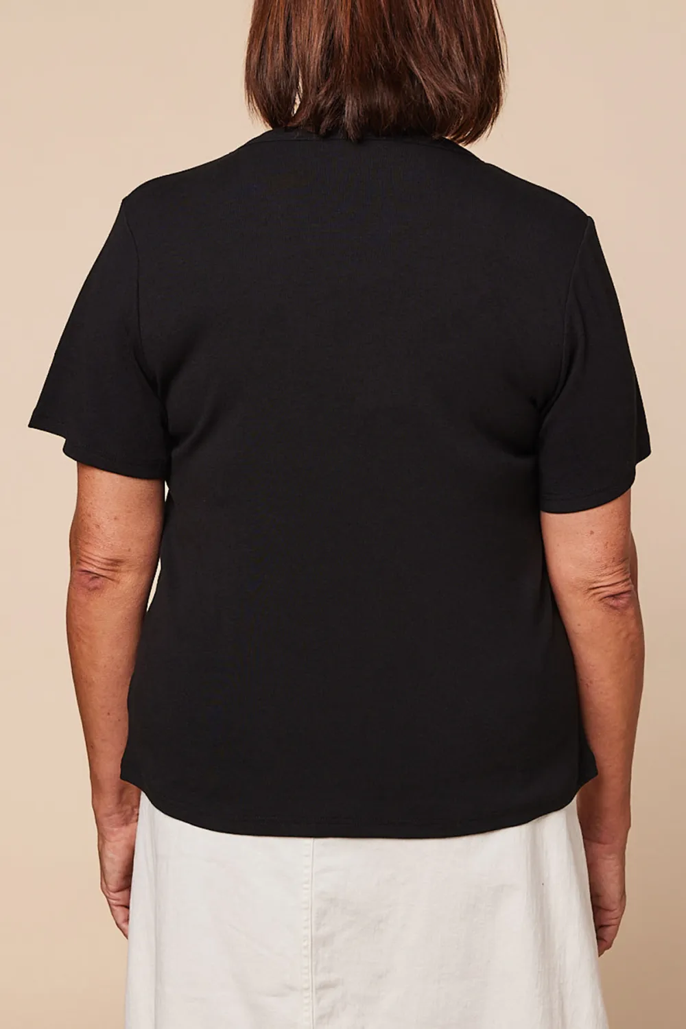 Adrift Ribbed Tee In Black